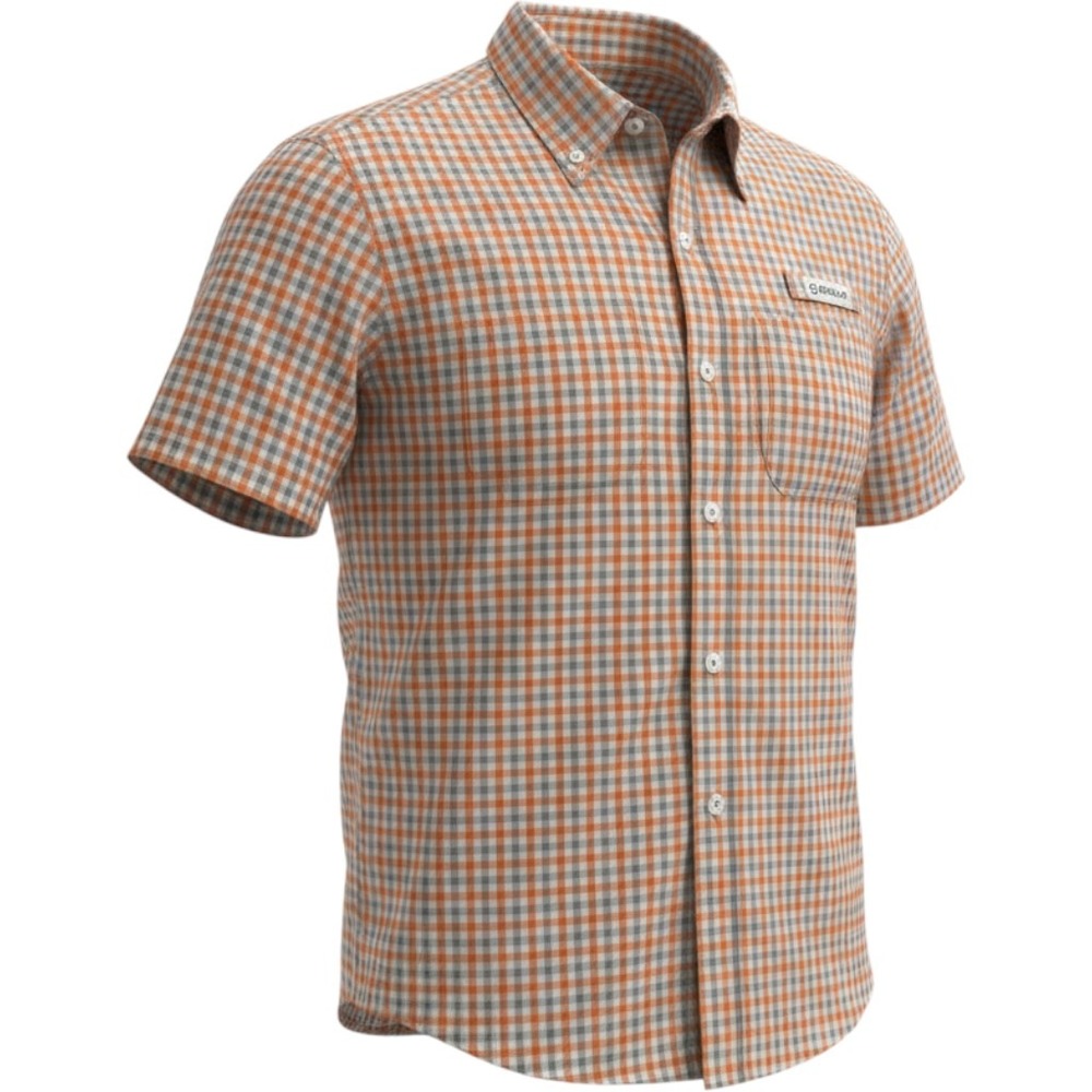 Magellan Fishing Shirt Mens XL Orange Plaid MagShield Short Sleeve Loose Fit